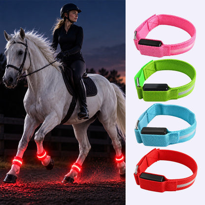 🐎LED-benbånd til heste | Lysende bånd med høj synlighed til natridning