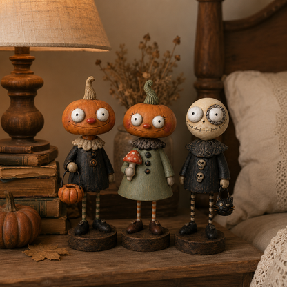 🎃Primitive Pumpkin Friends – Samling af vintage Halloween-figurer