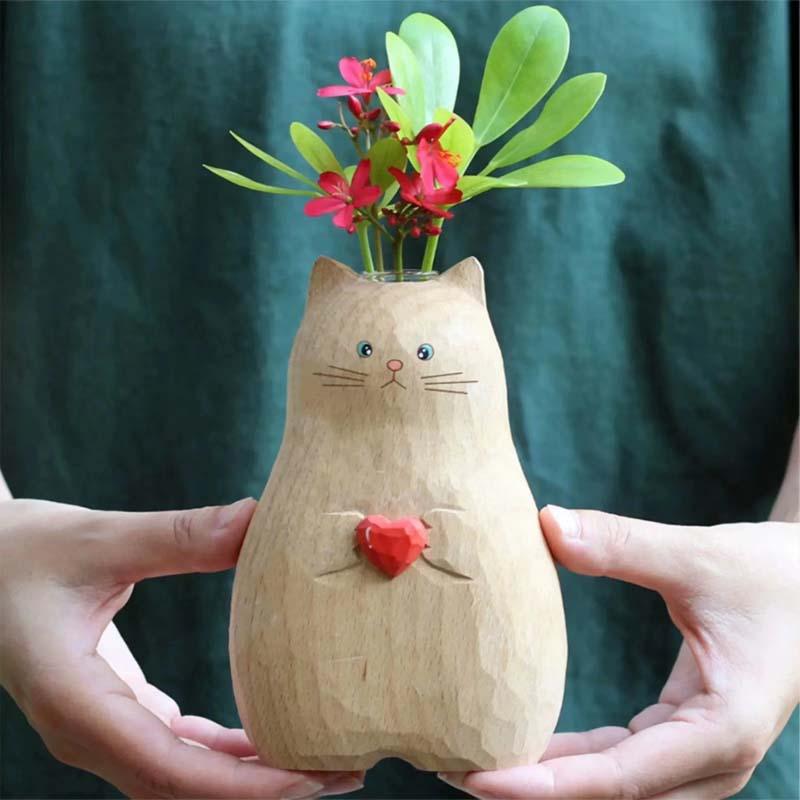 Chonky Cat vase med hjert