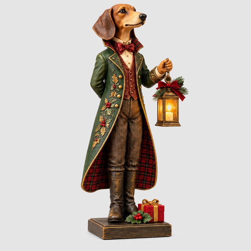 Julepynt i form af en dachshund-lanterne