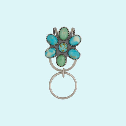 🌼 Turquoise Bloom Bag Clip Key Holder - Find dine nøgler med flai