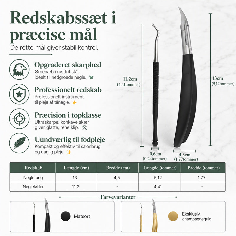 📢 50 % RABAT !! ⏰ 2-delt manicuresæt i rustfrit stål: Negleklipper til nedgroede tånegle og tang til fjernelse af død hud