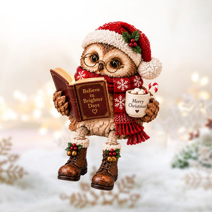 🦉Hjertevarm figur af en læsende ugle✨