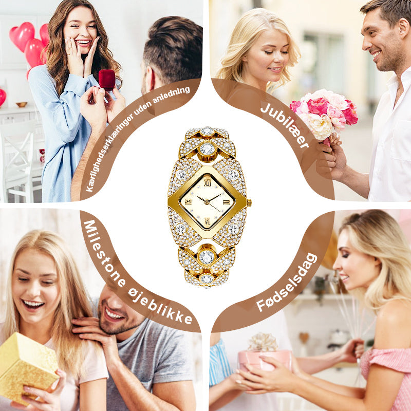 💜SIDSTE DAGS TILBUD - 50% RABAT💜Retrokvartsur med funklende rhinsten⌚