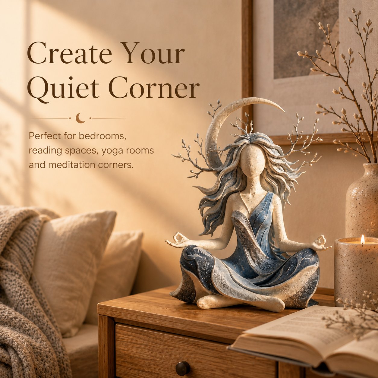 🧘 Skulptur til fredfyldt meditation | Roligt dekorationselement til hjemmet