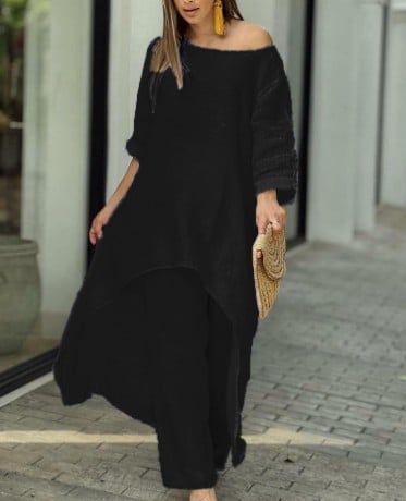 💕Kvinders ensfarvede linned moderigtige casual jakkesæt💃💃