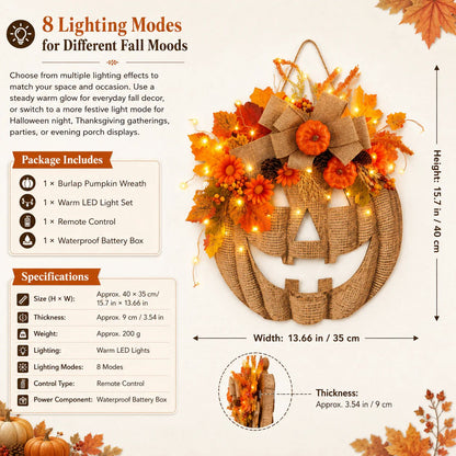 🎃✨ Lysende græskar-krans af ju