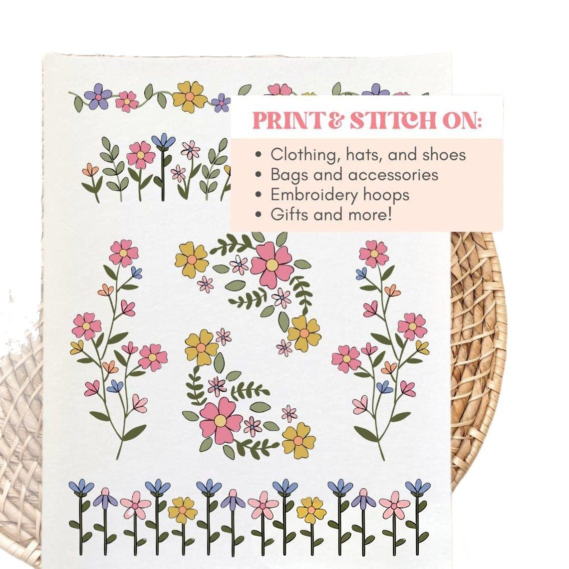 🌸Blomsterlinjer Designede blomsterbordurmønstre Broderimønstre – Broderi & Stitch for begynder