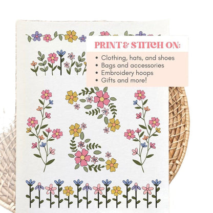 🌸Blomsterlinjer Designede blomsterbordurmønstre Broderimønstre – Broderi & Stitch for begynder
