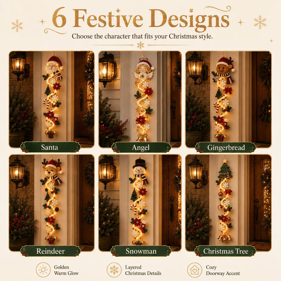 ⏳ Sidste dag med 49 % rabat – 🎄MerryCascade™ lysende jule-dørhænger | 6 festlige lysdesign✨