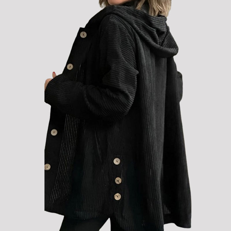 🍂 Afslappet fløjlsjakke med hætte til efteråret 🧥