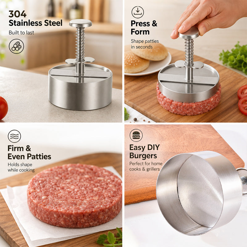 🍔 Burgerpresse i rustfrit stål | Lav perfekte, jævne burgere på en nem måde