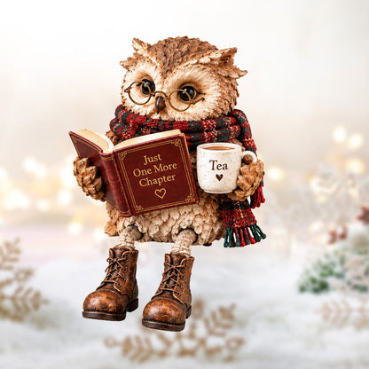 🦉Hjertevarm figur af en læsende ugle✨