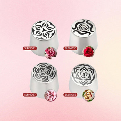 Multifunktionelt sæt med blomsterformede dekorationsdyse