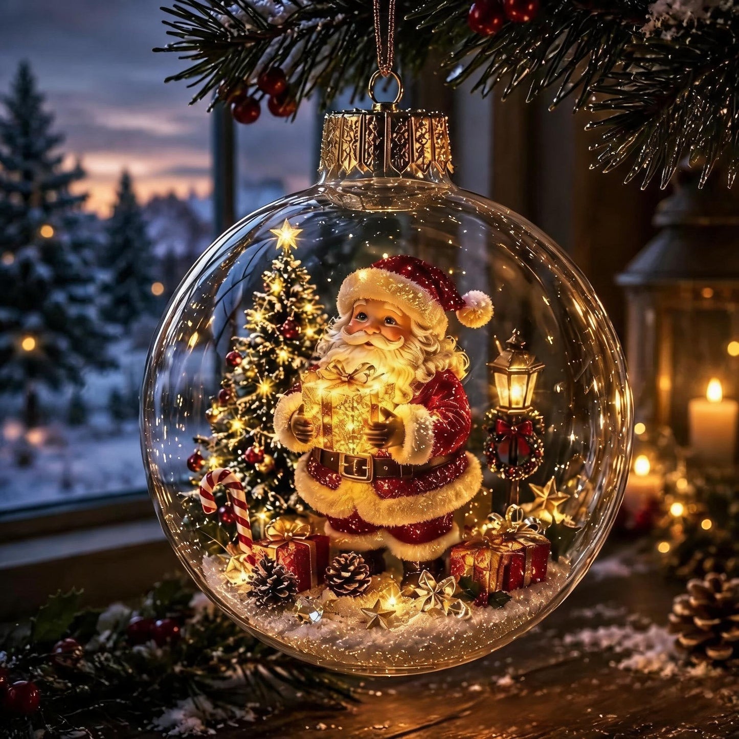 🎄Lysende julekugle med diorama – En lille vinterverden i dine hænder