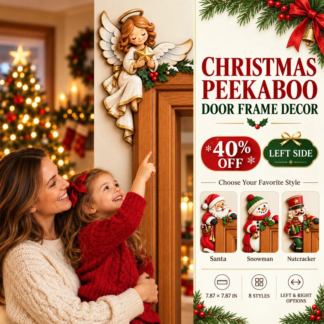 ⏰SIDSTE DAG – 50 % RABAT 🎅Julepynt til dørkarmen – »Peekaboo«-hjørnepynt