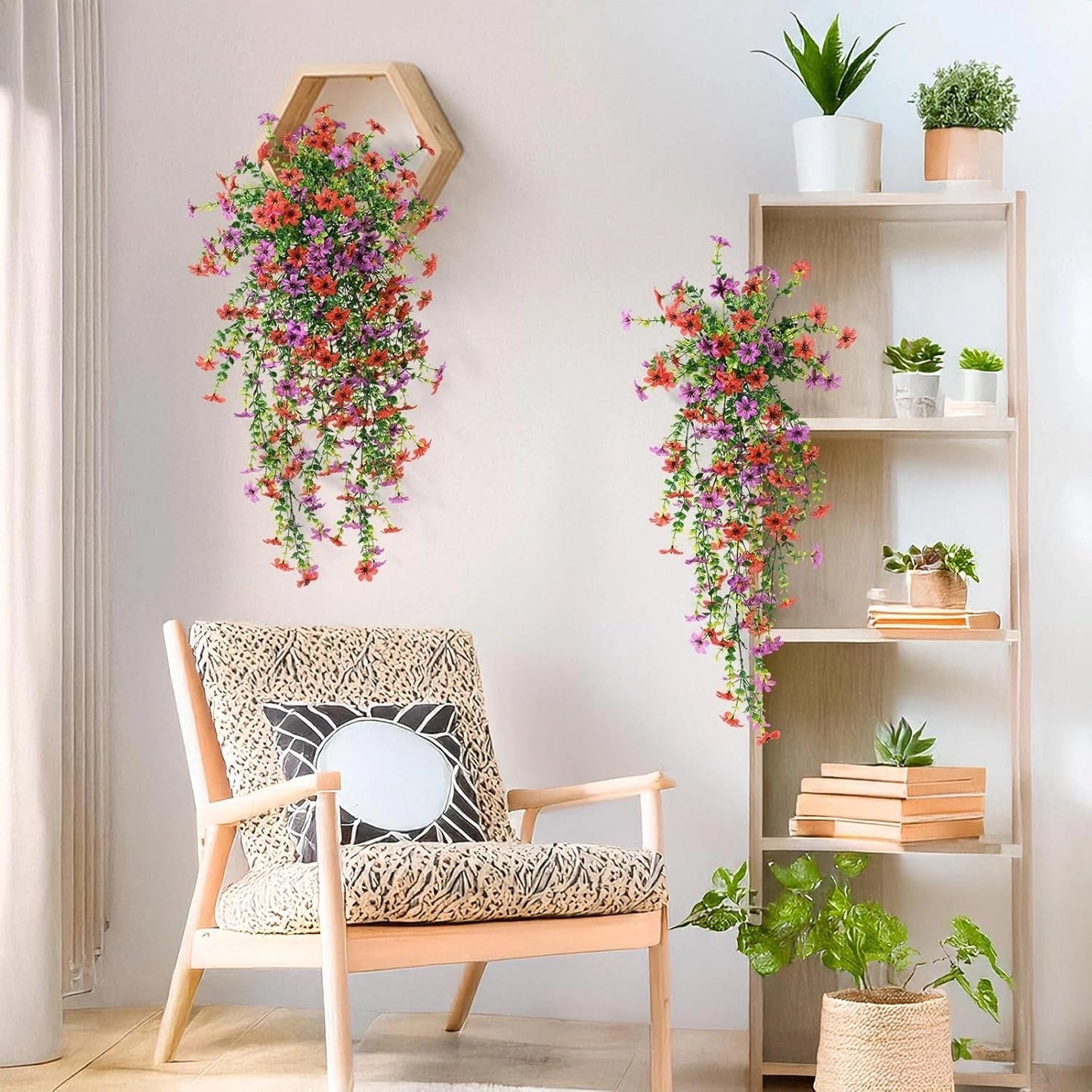 Udendørs kaskade af tusindfryd og eukalyptusblomster – UV-bestandige