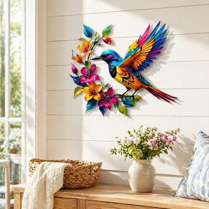 Hummingbird Bloom – Vægdekoration i metal