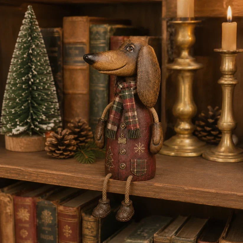🎄 Vintage jule-dachshund til hylden | Festlig hundepynt