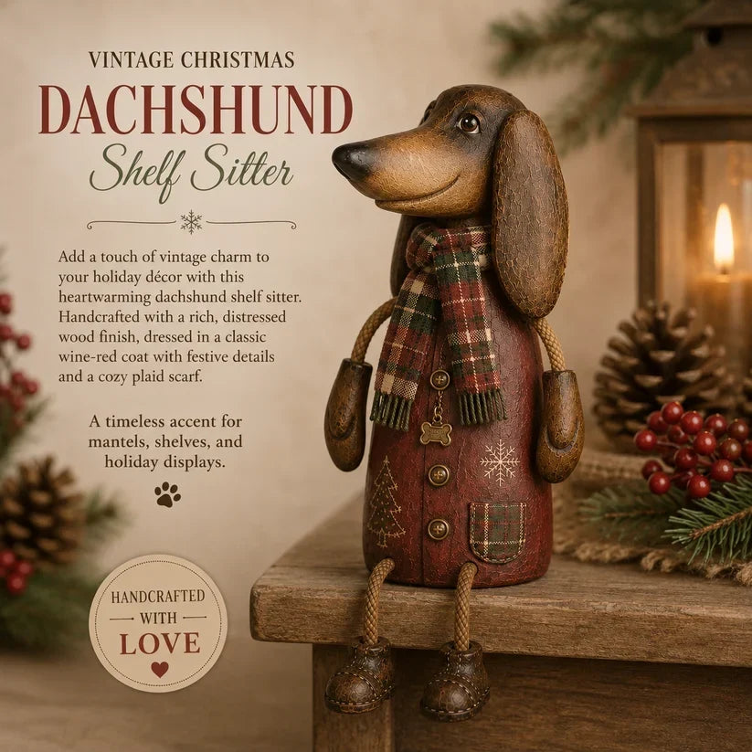 🎄 Vintage jule-dachshund til hylden | Festlig hundepynt