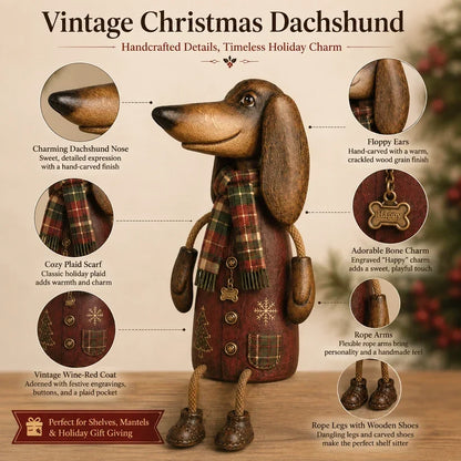🎄 Vintage jule-dachshund til hylden | Festlig hundepynt