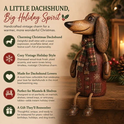 🎄 Vintage jule-dachshund til hylden | Festlig hundepynt