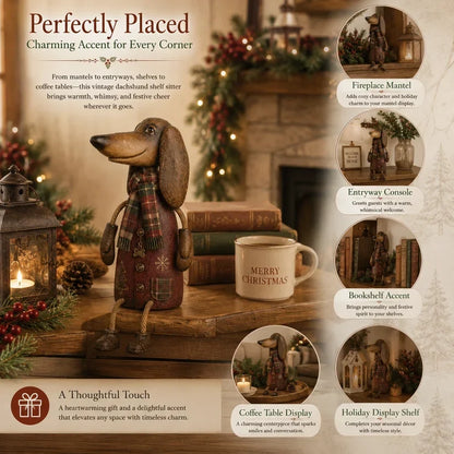 🎄 Vintage jule-dachshund til hylden | Festlig hundepynt