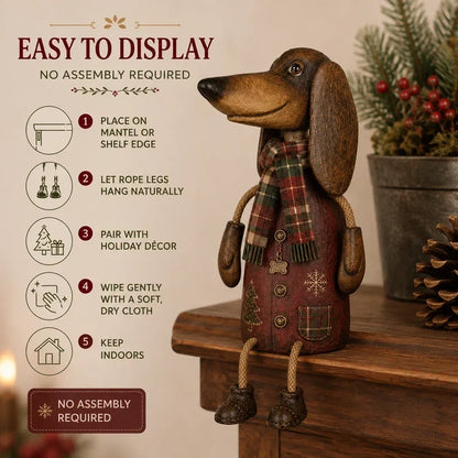 🎄 Vintage jule-dachshund til hylden | Festlig hundepynt