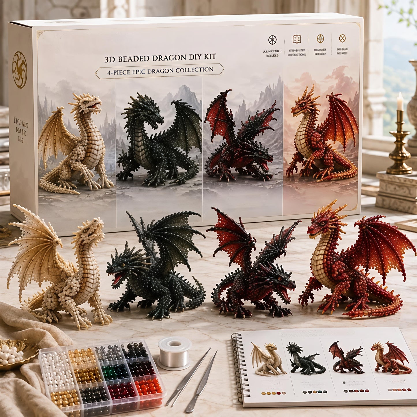 3D-perlebroderi: Dyre- og fantasimotiver – gør-det-selv-kollektion