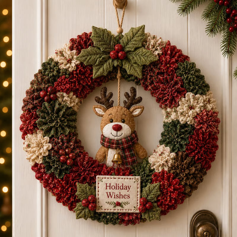 🏆Tidsbegrænset tilbud: 49 % rabat🎁🎄 3D-krans af stof – gør-det-selv-sæt