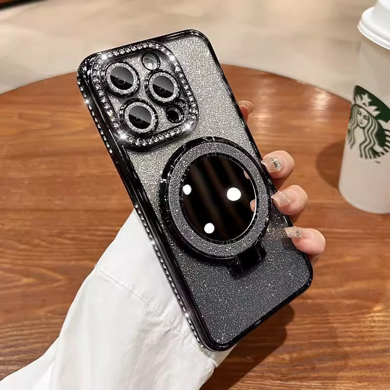 📲✨Gradient Glitter Holder Makeup Mirror Beskyttende etu