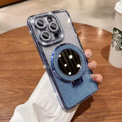 📲✨Gradient Glitter Holder Makeup Mirror Beskyttende etu