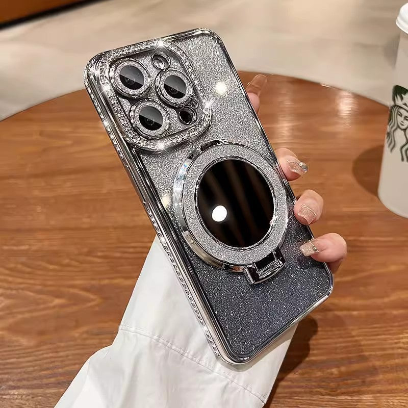 📲✨Gradient Glitter Holder Makeup Mirror Beskyttende etu