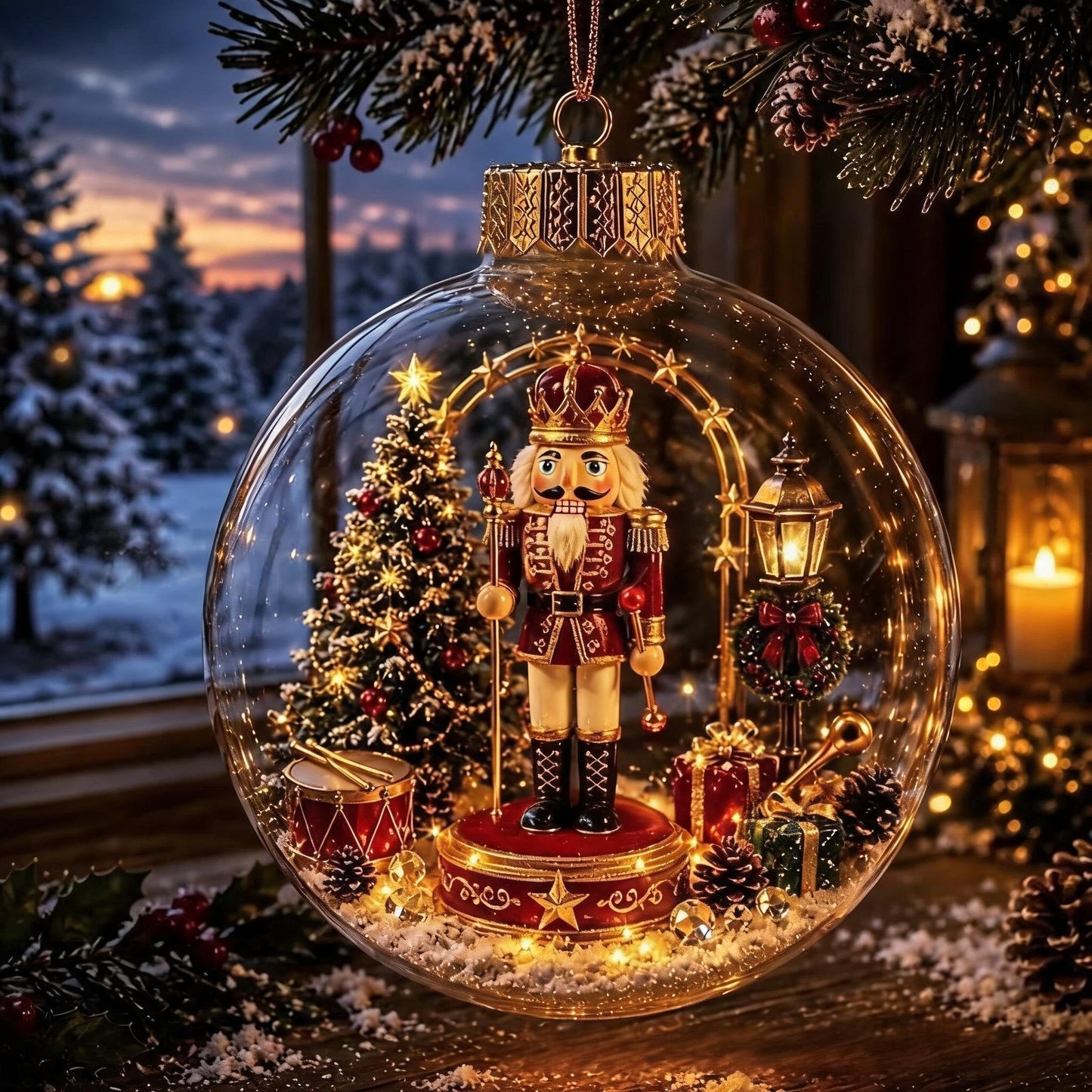 🎄Lysende julekugle med diorama – En lille vinterverden i dine hænder