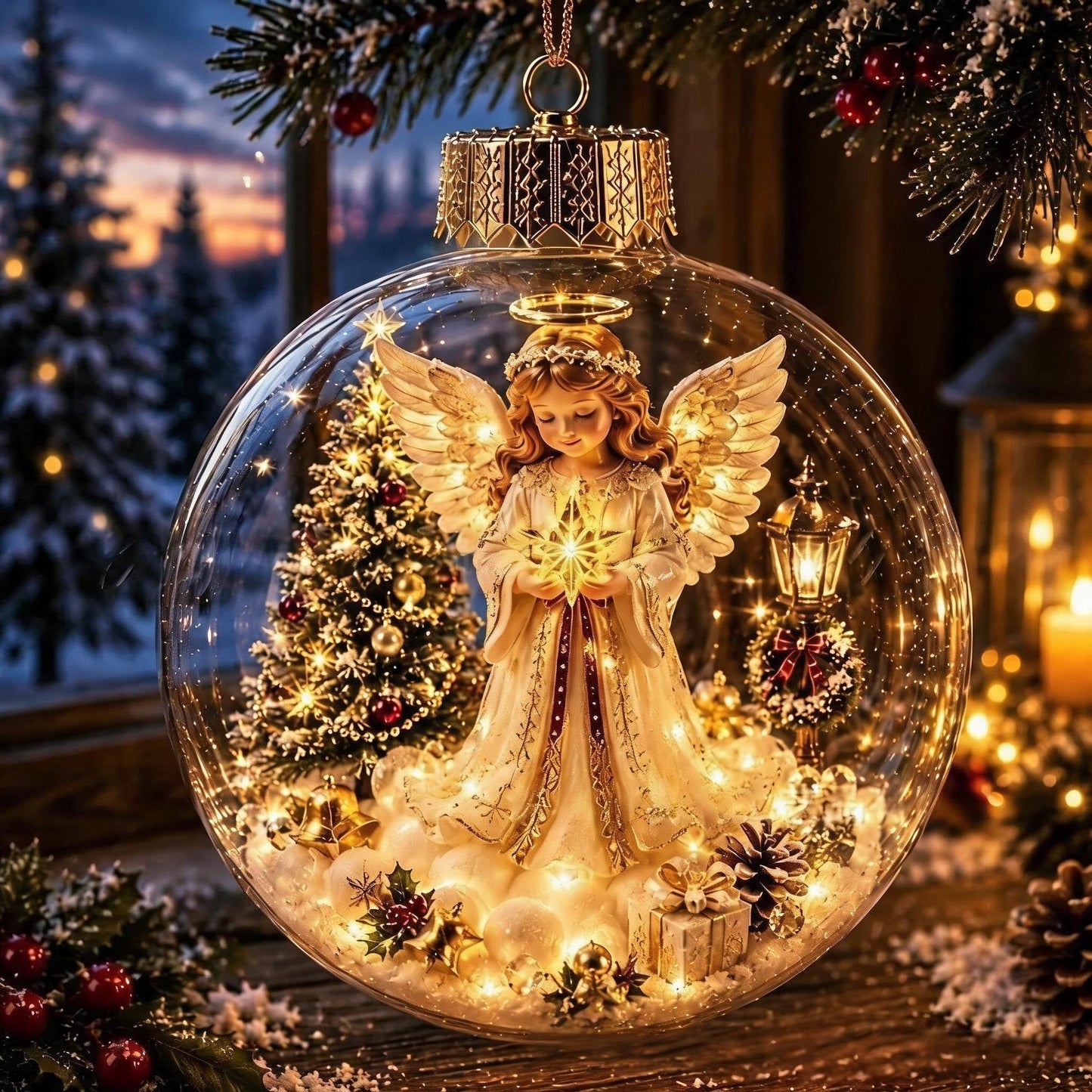 🎄Lysende julekugle med diorama – En lille vinterverden i dine hænder