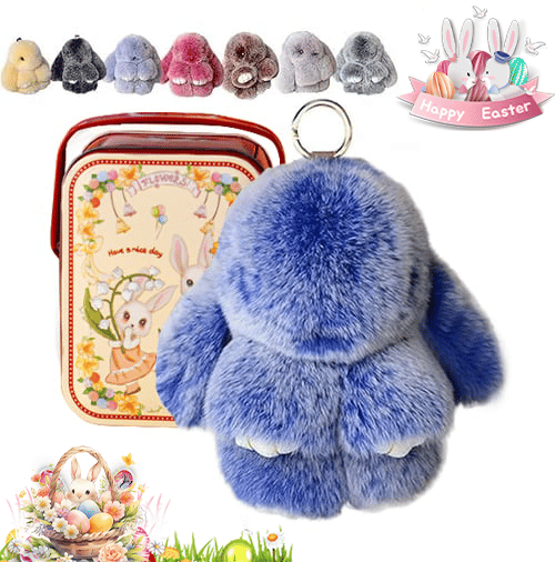 🐰Sød påskehare-nøglering i plys - gaveindpakket i blikæske, 🎁Sød påskeoverraskels