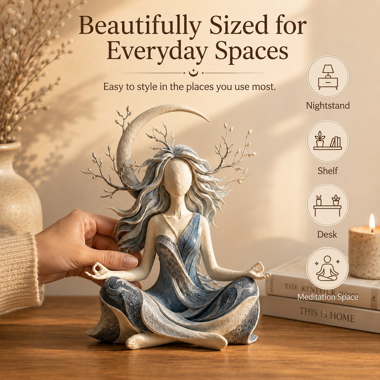 🧘 Skulptur til fredfyldt meditation | Roligt dekorationselement til hjemmet