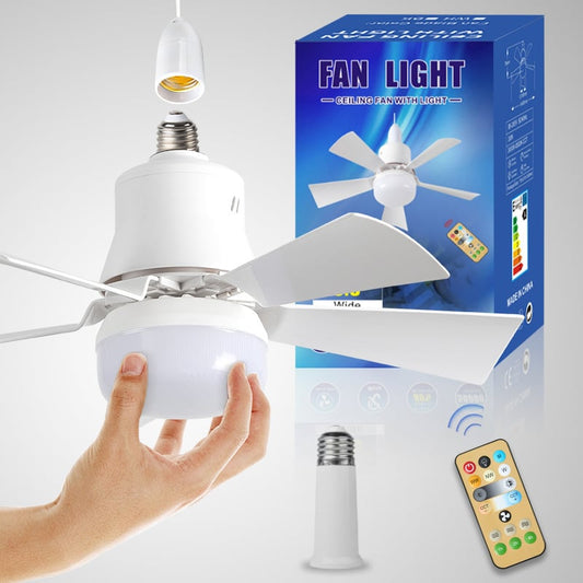 2-IN-1 PORTABLE FLOOR FAN & LIGHT med fjernbetjenin