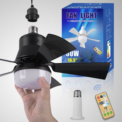 2-IN-1 PORTABLE FLOOR FAN & LIGHT med fjernbetjenin