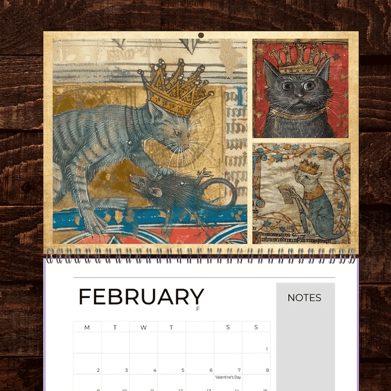 🐱Middelalderlige katte med kroner Kalender 2026