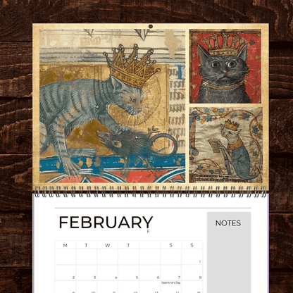 🐱Middelalderlige katte med kroner Kalender 2026