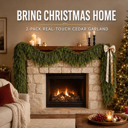 🎄 2-pak med Real-Touch-cederkrans – frodigt julegrønt