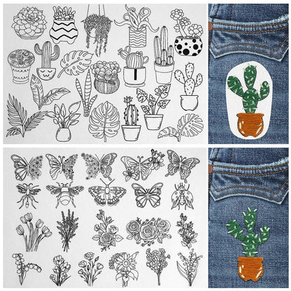 🌸Blomsterlinjer Designede blomsterbordurmønstre Broderimønstre – Broderi & Stitch for begynder