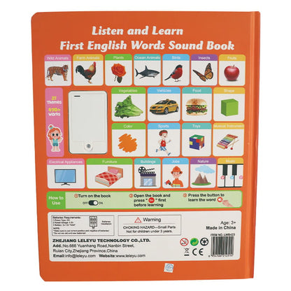 Engelsk læsebog/My First English Toy Sounds - 470+ ord, 21 temaer og sjove ordspil! Perfekt sproglegetøj til børn! 🇬🇧