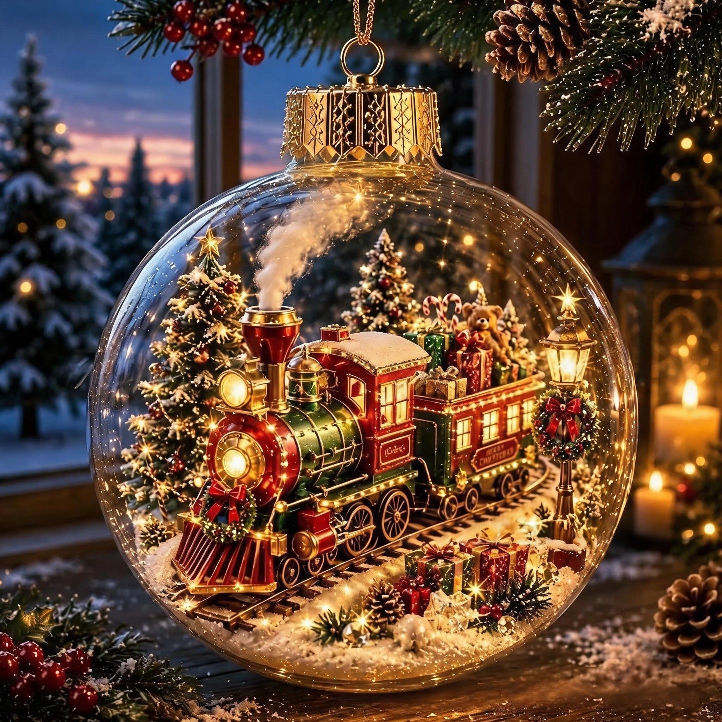 🎄Lysende julekugle med diorama – En lille vinterverden i dine hænder