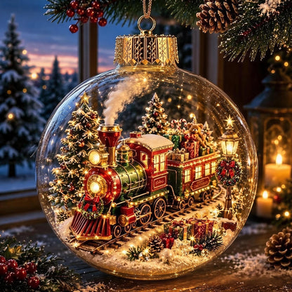 🎄Lysende julekugle med diorama – En lille vinterverden i dine hænder