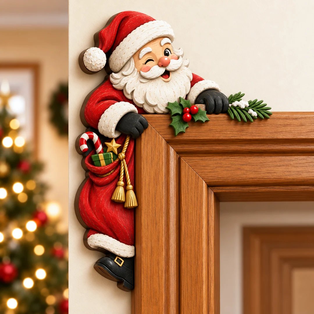 ⏰SIDSTE DAG – 50 % RABAT 🎅Julepynt til dørkarmen – »Peekaboo«-hjørnepynt
