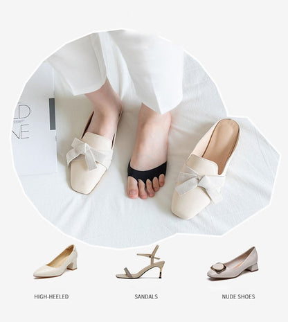 👠✨ Femtåede forfodspuder til kvinder | Stødabsorberende indlægssåler til højhælede sko | Sort/beige