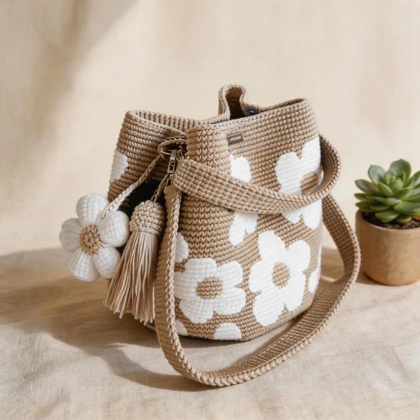 Håndlavet hæklet blomster-tote 🌼