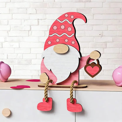 💖Valentinsdag-dekoration i træ med nisse